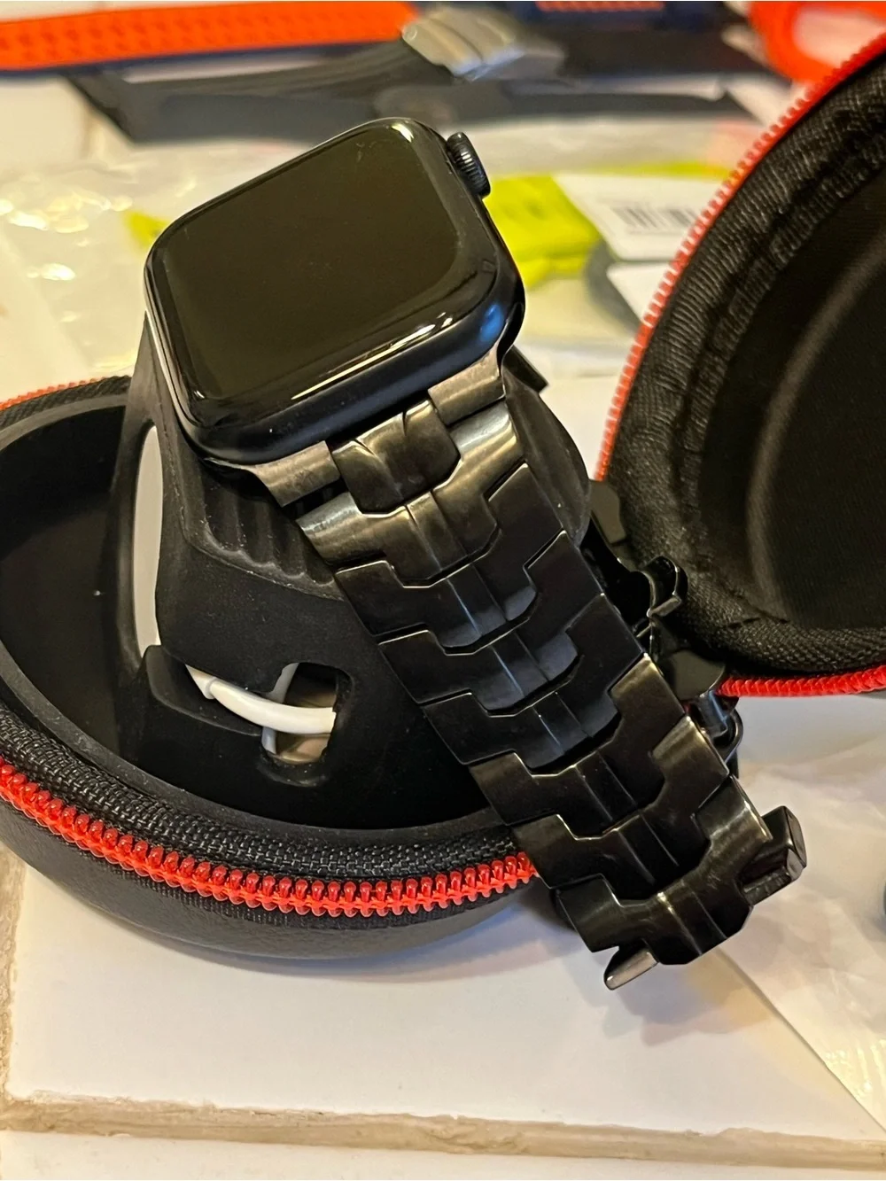 Apple Watch SE 44MM Aluminum Case, Ion X glass, GPS, LTE, WR-50m, Charging Case+
